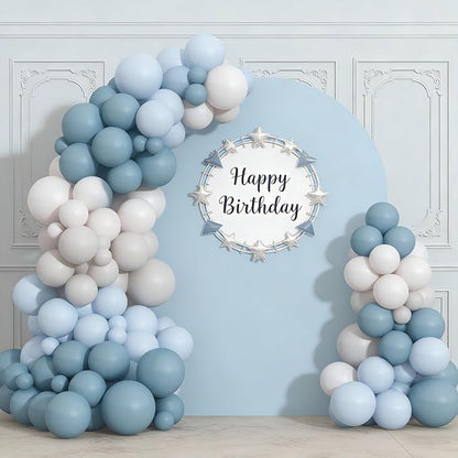 Dusty Blue Sand White Balloon Garland Arch Kit | Light Blue White Balloons - Image 5