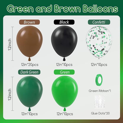 60pcs Green and Brown Balloons 12inch - Image 2