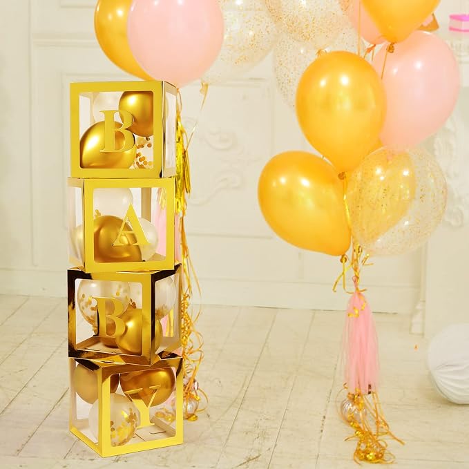 Voircoloria Baby Boxes with Letters, 4 Transparent Balloon Boxes | - Image 4