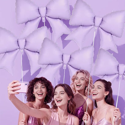 6 Pcs Light Purple Bow Balloons - Image 7