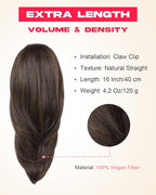 Ponytail Extension – 16” Claw Clip in Ponytail Hair Extensions Natural Soft Synthetic High Pony Tail Hairpieces for Women (Chocolate Brown, 16 inch)
