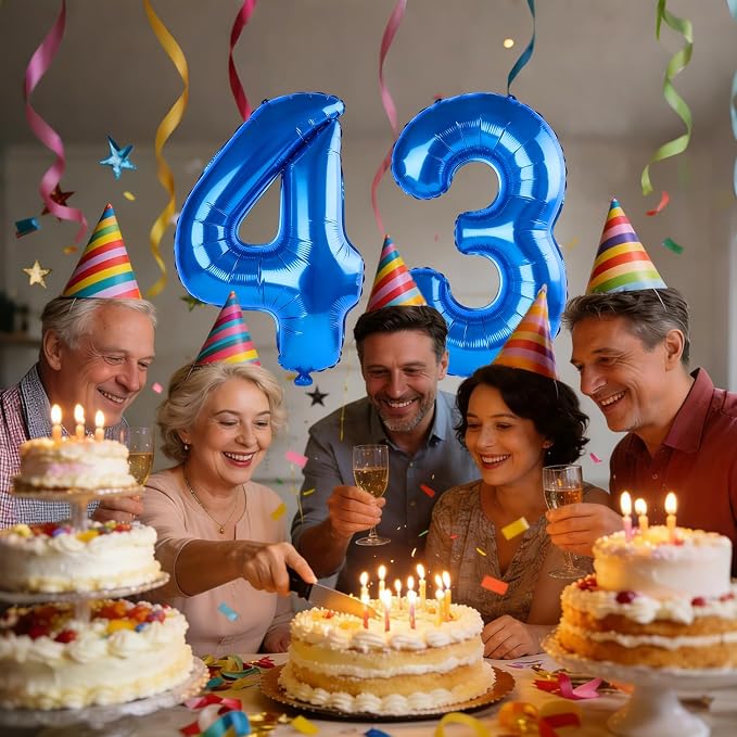 40 Inch Number 43 Balloons for 43rd Birthday Party Decorations, 0-100 Dark Blue - Image 2