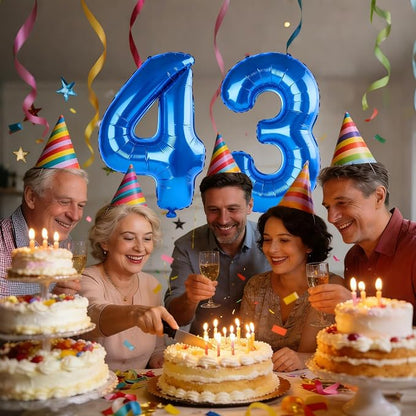 40 Inch Number 43 Balloons for 43rd Birthday Party Decorations, 0-100 Dark Blue - Image 2
