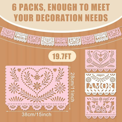 TaoBary 6 Pcs Papel Picado Mexican Wedding Cielito Lindo Party Decor 118 Feet - Image 2