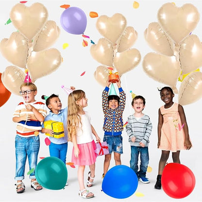 TONIFUL 30 Pcs Apricot Heart Balloons 18 Inch Heart Shape Foil Balloon | Mylar - Image 4