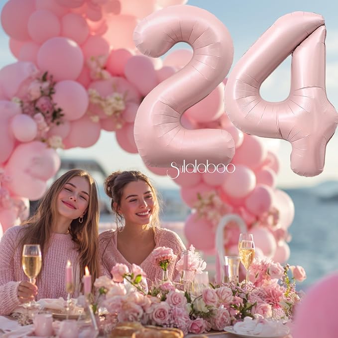 40 Inch Light Pink Number 24 Balloon 0-9 24th Foil Big Giant | Digital - Image 2
