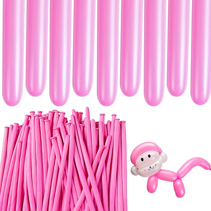Pink 260 Long Skinny Twisting Animal Balloons, Rainbow Balloons by ZBYDNG