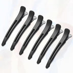 6 Pack Professional Hair Clips for Styling Sectioning, Non Slip Duck Billed with Silicone Band, Hair Roller Clips No Crease - Length 4.3'' for Salon and Home Haircuts(Black)