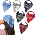 6 Pack Hair Scarf Headband for Women Elastic Bandana Head Scarf Large Boho Triangle Kerchief with Clips Non Slip Scarves