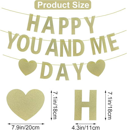 Yancan Gold Glitter Happy Anniversary Banner Wedding Engagement Valentine Day - Image 2
