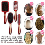 4 Pcs Hair Brush Set, Includes Anti-Static Massage Oval Comb, Detangling Brush, Round Hair Brush, Vented Hair Brush, for Women, Men, and Kids