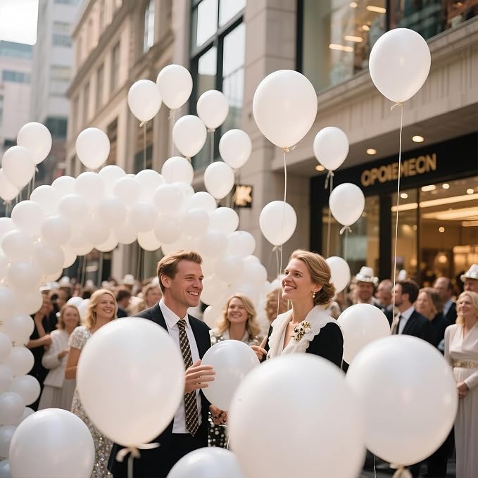 White Balloon 110pcs, 12 Inch Thickened Round Helium Balloons - Image 5