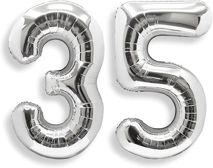 AULE 40 Inch Silver 35 Balloon Number Foil 0-9 Birthday Big Numbers | Birthday by AULE