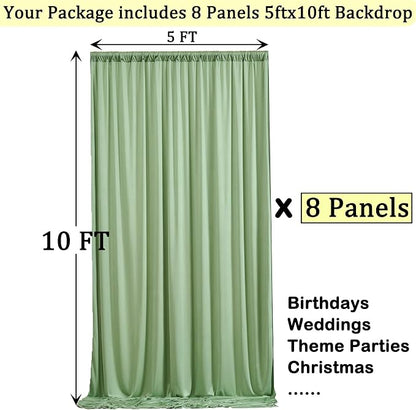 NSSONBEN 40ft x 10ft Wrinkle Free Sage Green Backdrop Curtains - Image 5