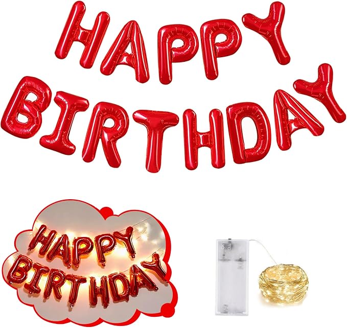 CANREVEL Happy Birthday Banner Decorations + Sign Balloons, by CANREVEL