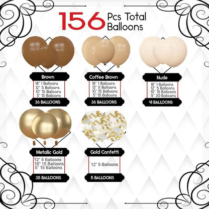 Archloon 156pcs Brown Balloon Garland Arch Kit, Different Sizes 18 12 10 5 inch - Image 2