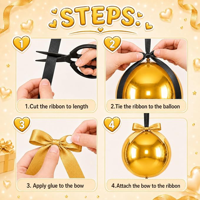Black and Gold Round Foil Balloons - Image 3