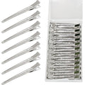 RENEWED Metal Silver Duck Billed Clips: 24Pcs Long Hair Sectioning and Curl Clips for Women with Case
