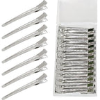 RENEWED Metal Silver Duck Billed Clips: 24Pcs Long Hair Sectioning and Curl Clips for Women with Case