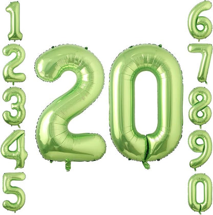 Light Green Number 20 Balloon 40 Inch, Metallic Milestone Party Supplies | by Unknown