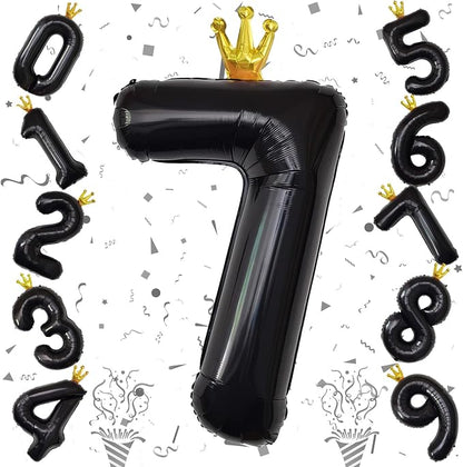 Black Crown Number 7 Balloon, 40 Inch Number 0-9 Set - Image 8