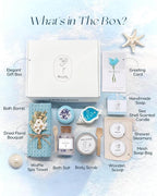 Coralogo Ocean Spa Gifts for Women - 15pc Self-care Spa Gift Basket with Scented Candle, Bath Salt, Greeting Card - Thinking of You Basket for Her Birthday, Christmas, Mother's Day, Valentine's Day