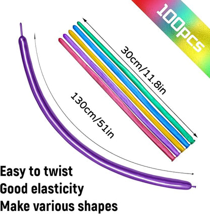 100Pcs 260 Balloons Metallic Long Balloons - Image 2