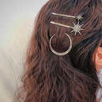 mdgfge 6 Pieces Rhinestone Stars Moon Hair Clips Vintage Star Hairpins Crystal Decorative Bobby Pins Metal Alloy Hair Pins Snowflake Side Clip Hair Accessories for Women (Silver, Gold)