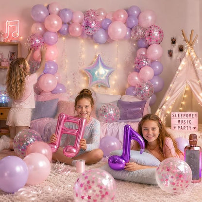 Pink Purple Music Note Iridescent Star Balloons - Image 8