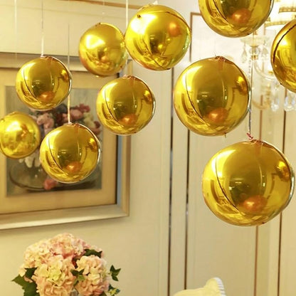 6Pcs Gold Round Foil Balloons, Giant 4D Round Ball Balloons 22 Inch - Image 3