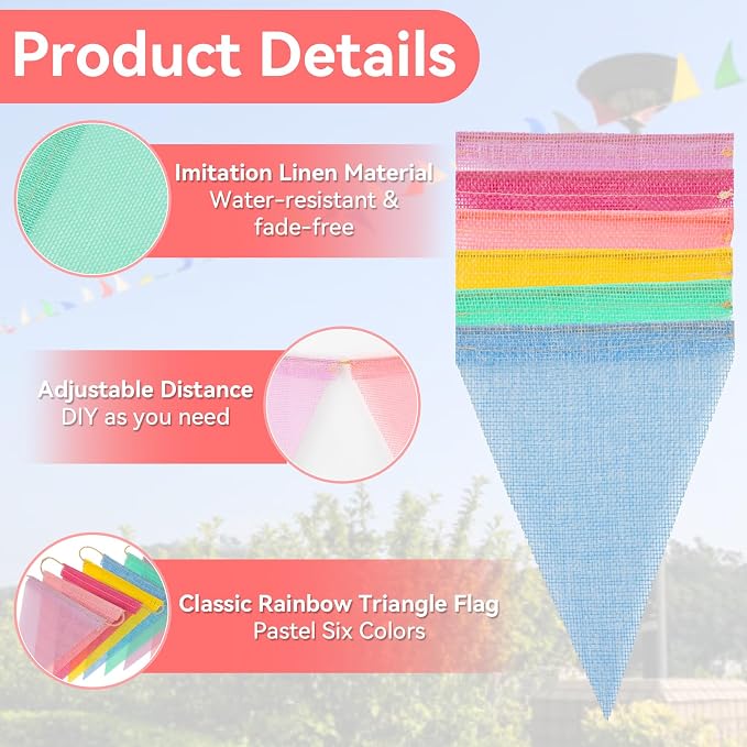 MAQIHAN 78.6 Feet Colorful Pennant Banner Flags - Image 2