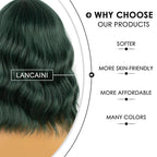 Dark Green Short Bob Wigs with Bangs for Women Loose Wavy Wig Curly Wavy Shoulder Length Bob Synthetic Cosplay Wig for Girl Colorful Costume Wigs