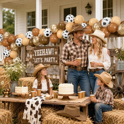 Blush Brown Cow Print Balloons Cowboy Birthday Decorations Western Farm Party - Image 8