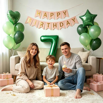 TONIFUL 7th Birthday Balloons Kit 40 Inch Dark Green Large Number 7 Balloon | - Image 4