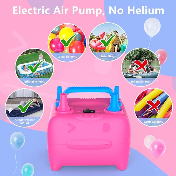 OWill Balloon Pump Electric, Portable Dual Nozzle Balloons Air Pump Electric - Image 5