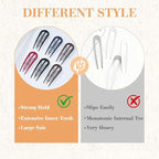 6 PCS French Hair Pins for Women - Large U-Shaped Hair Forks with Internal Teeth, Strong Hold for Thick & Thin Hair, Effortless French Twists, Updos, Buns & Chignons, Hairstyle Accessories