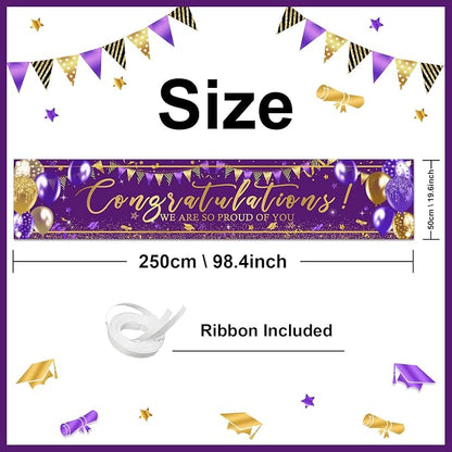 Graduation Decoration Banner Purple and Gold Graduation 2026 Banner Sign Gold - Image 2