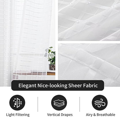 SpaceDresser Check Sheer Curtains 63 Inches Long - Image 5