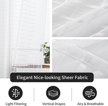 SpaceDresser Check Sheer Curtains 18 Inches Long - Image 5