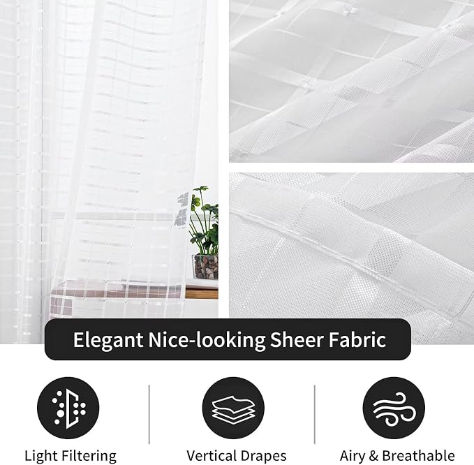 SpaceDresser Check Sheer Curtains 108 Inches Long - Image 5