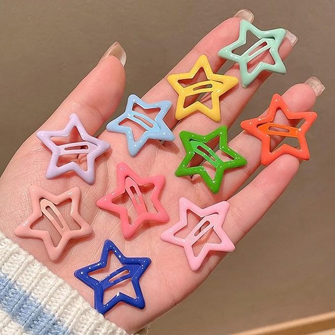 Star Hair Clips Snap Hair Barrettes Non Slip Star Hair Accessories Multiple Colors Metal Hair Clips for Girls Women -15 PCS 1.18"