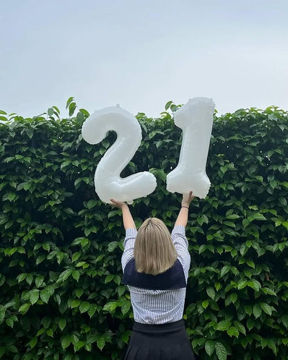 9 Balloon - White Birthday Number Balloons, 40 Inch Decorations Men Women | - Image 4