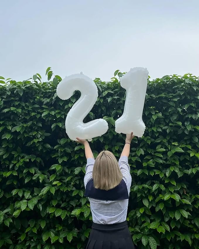 7 Balloon - White Birthday Number Balloons, 40 Inch Decorations Men Women | - Image 2