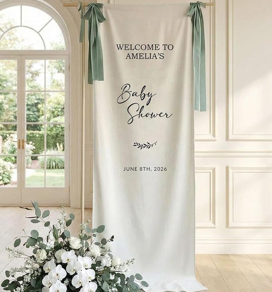 Personalized Baby Shower Banner, Fabric Welcome Sign by Custom