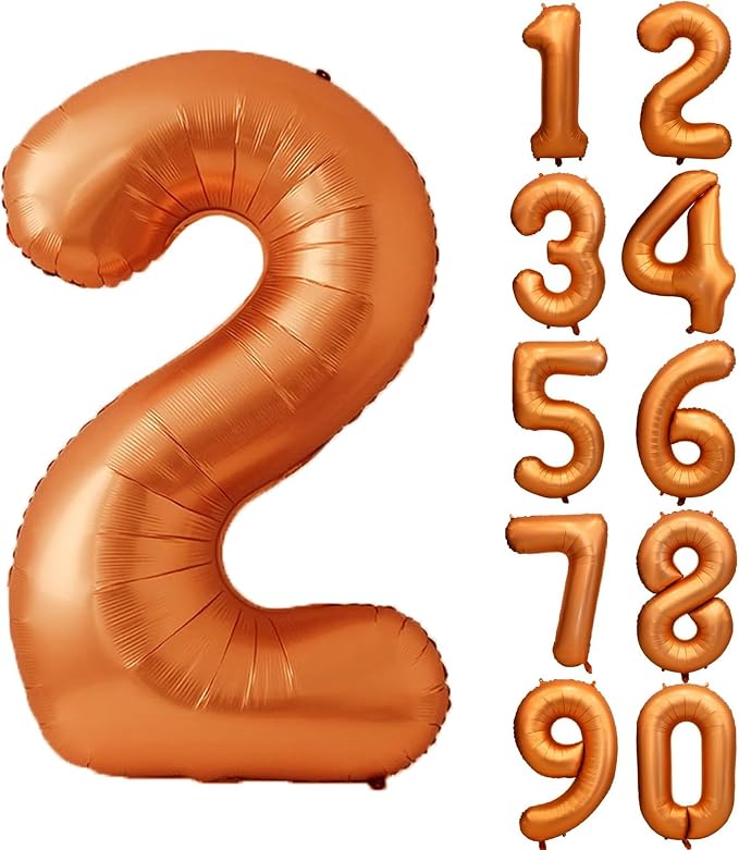 40 Inch Orange Number 2 Foil Balloon Retro Orange Digital 2 Helium Balloon | by YOIOZAIZAI
