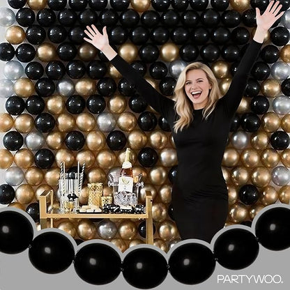 PartyWoo Black Linking Balloons 100pcs 6 Inch Black Link Balloons | - Image 8