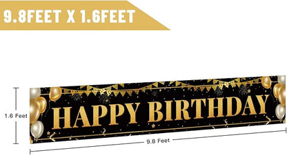 Black Gold Birthday Banner for Happy 1st to 100th - Image 2