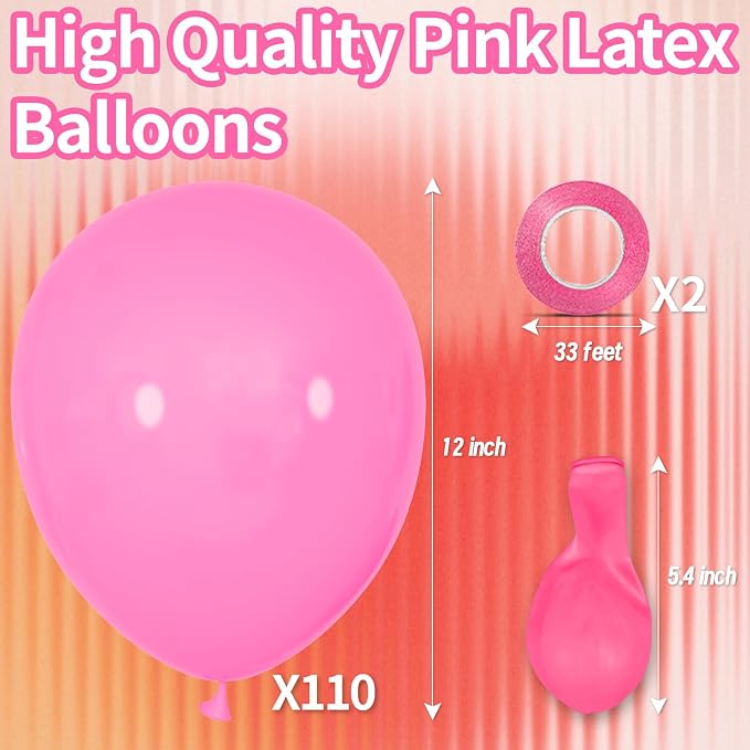 Pink Balloon 110pcs, 12 Inch Thickened Latex Party Balloons Helium Bright Color - Image 5