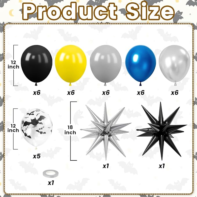 Black and Yellow Balloons, 12 Inch Black Yellow Gray Blue Silver Balloons - Image 2