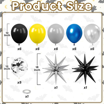 Black and Yellow Balloons, 12 Inch Black Yellow Gray Blue Silver Balloons - Image 2